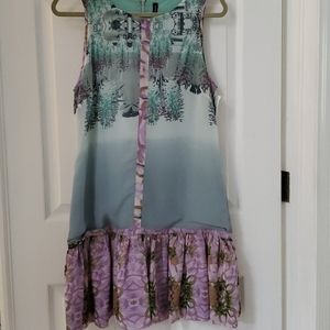 NEW W118 Emelia Watercolor Sleeveless Dress Sz M